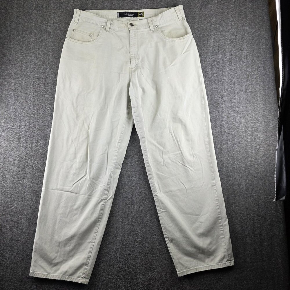 Vintage Levi's Silvertab Baggy Pants Mens 38x34 Beige Khakis Made USA 90s